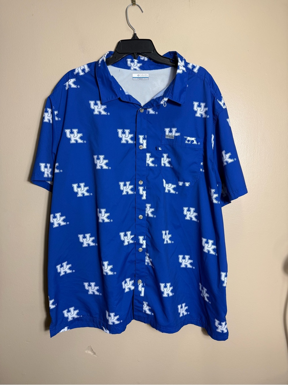 Columbia PFG University of Kentucky UK Shirt XXL Blue Fishing Vented